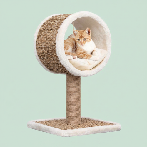Krabpaal met tunnel en speeltje 56 cm - mintgroene achtergrond