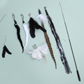 Telescopische kattenhengel met veren set - mintgroene achtergrond